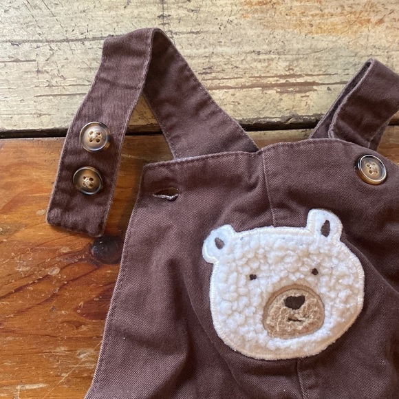 Carter’s Lined Overalls With Pockets Brown Bear Snap Closure 6M - Picture 6 of 11